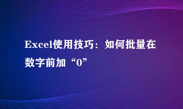Excel使用技巧：如何批量在数字前加“0”