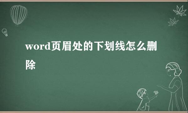 word页眉处的下划线怎么删除