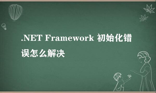 .NET Framework 初始化错误怎么解决