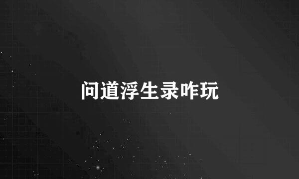 问道浮生录咋玩