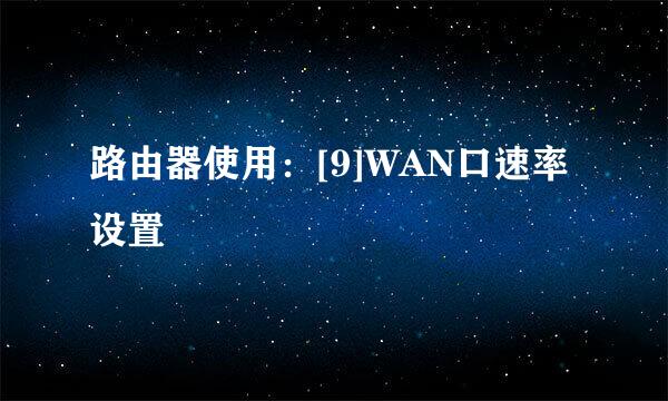路由器使用：[9]WAN口速率设置