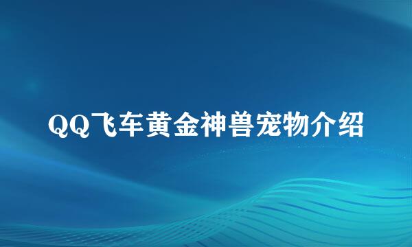 QQ飞车黄金神兽宠物介绍