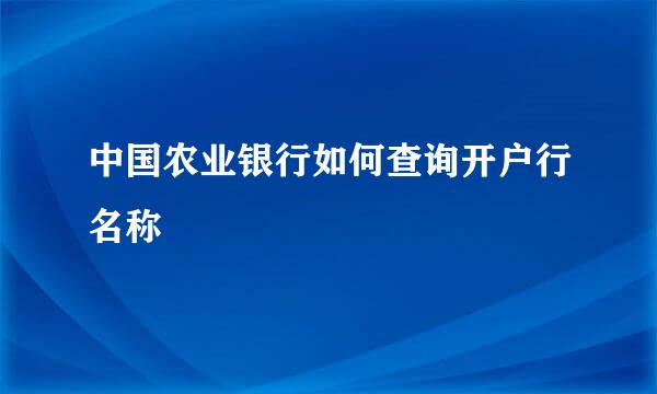 中国农业银行如何查询开户行名称