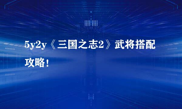 5y2y《三国之志2》武将搭配攻略！