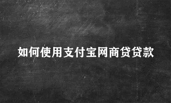如何使用支付宝网商贷贷款