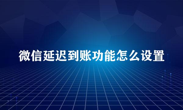 微信延迟到账功能怎么设置