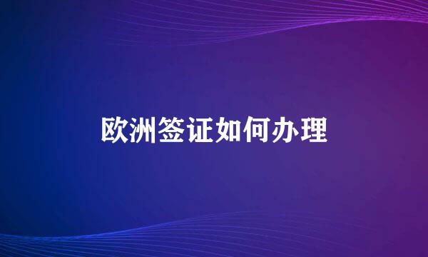 欧洲签证如何办理