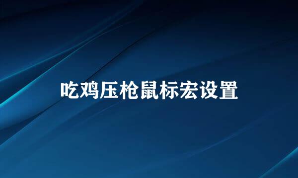 吃鸡压枪鼠标宏设置