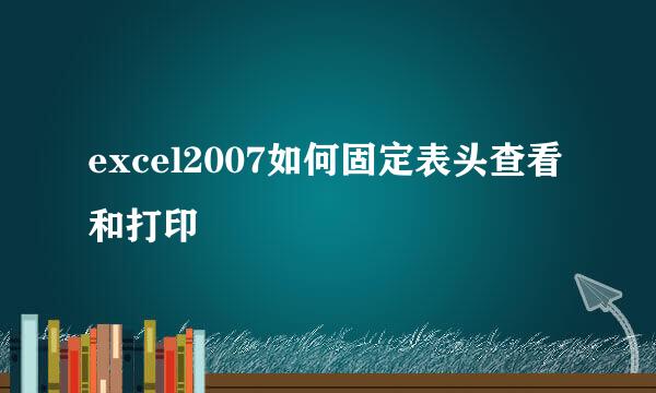 excel2007如何固定表头查看和打印