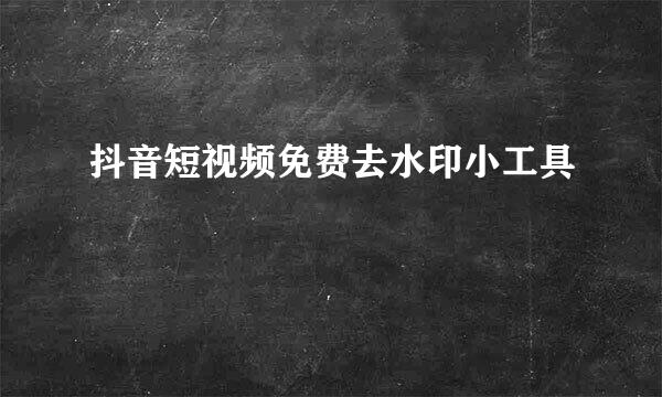 抖音短视频免费去水印小工具