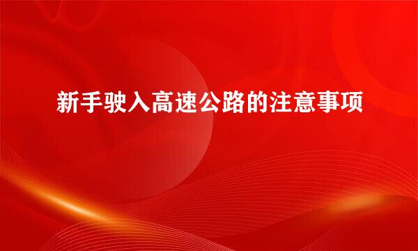 新手驶入高速公路的注意事项