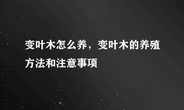 变叶木怎么养，变叶木的养殖方法和注意事项