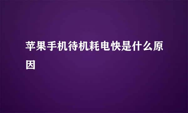 苹果手机待机耗电快是什么原因
