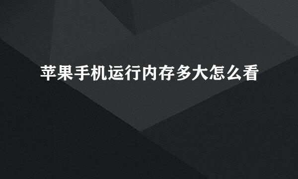苹果手机运行内存多大怎么看