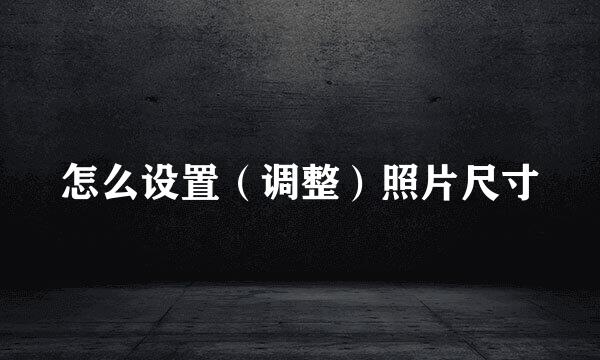 怎么设置（调整）照片尺寸