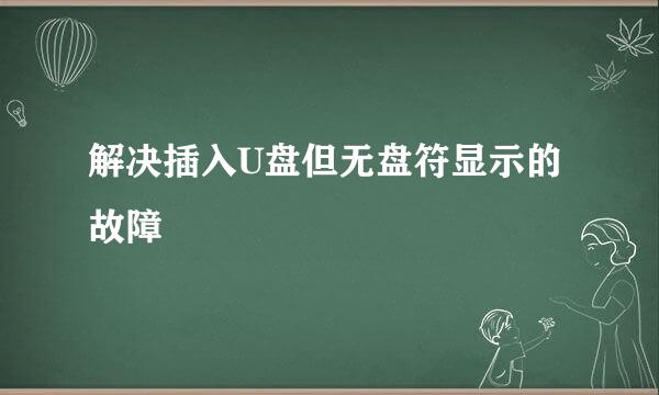 解决插入U盘但无盘符显示的故障