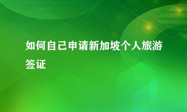 如何自己申请新加坡个人旅游签证