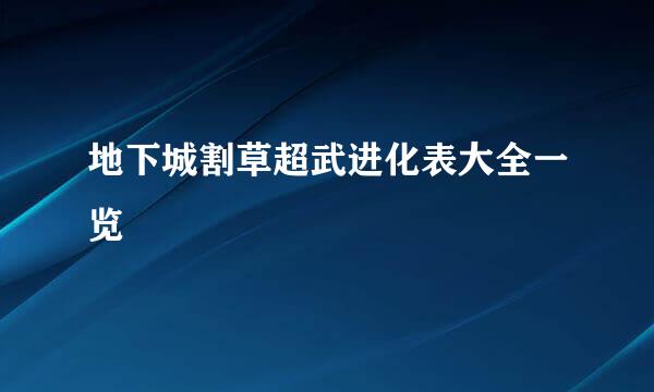 地下城割草超武进化表大全一览