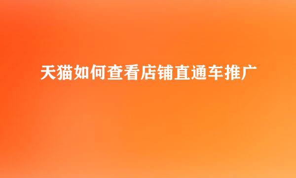 天猫如何查看店铺直通车推广