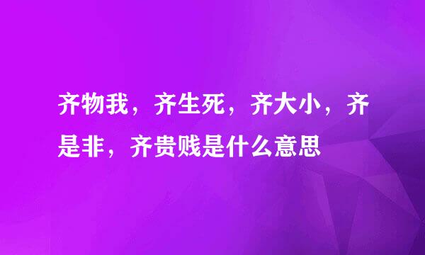 齐物我，齐生死，齐大小，齐是非，齐贵贱是什么意思