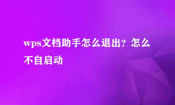 wps文档助手怎么退出？怎么不自启动