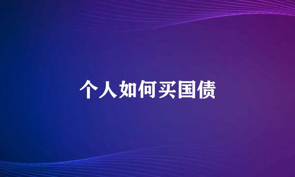 个人如何买国债