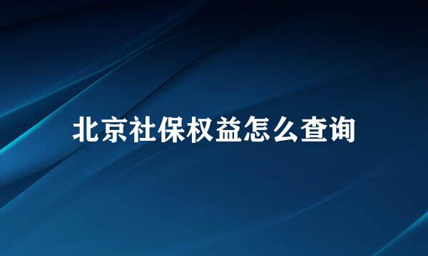 北京社保权益怎么查询