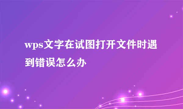 wps文字在试图打开文件时遇到错误怎么办