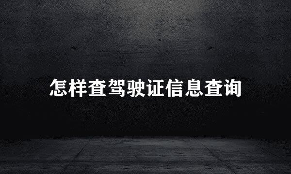 怎样查驾驶证信息查询