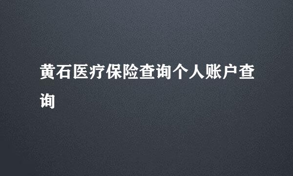 黄石医疗保险查询个人账户查询