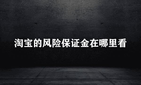 淘宝的风险保证金在哪里看