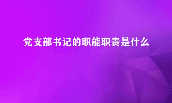 党支部书记的职能职责是什么