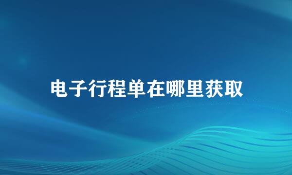 电子行程单在哪里获取