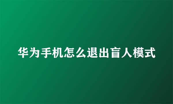 华为手机怎么退出盲人模式