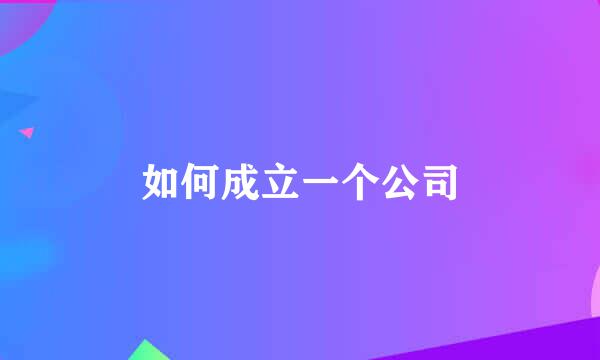 如何成立一个公司