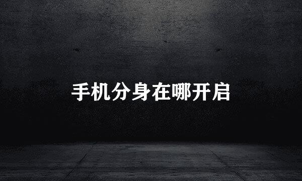 手机分身在哪开启