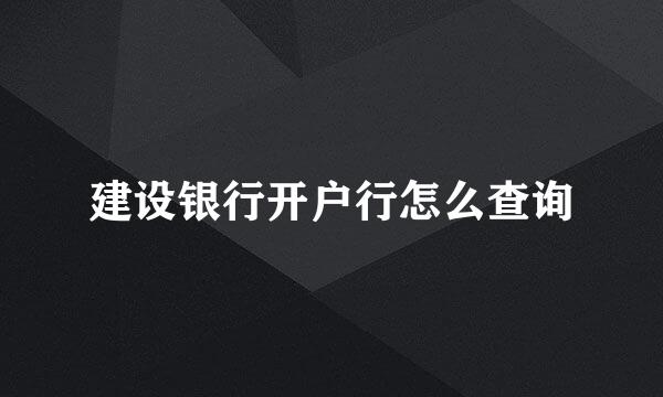 建设银行开户行怎么查询