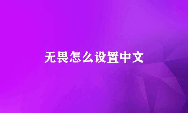 无畏怎么设置中文