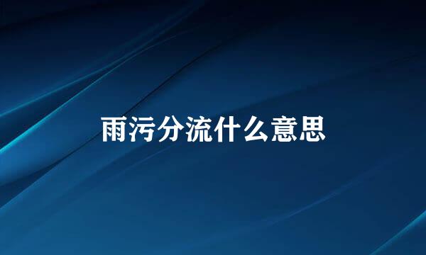 雨污分流什么意思