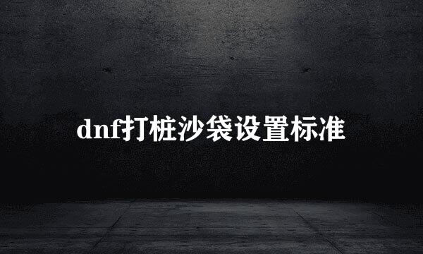 dnf打桩沙袋设置标准