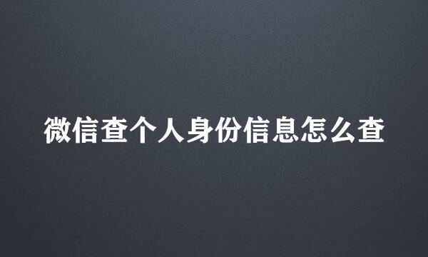 微信查个人身份信息怎么查