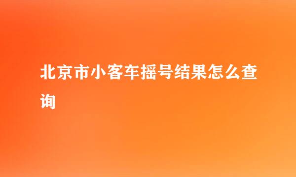 北京市小客车摇号结果怎么查询