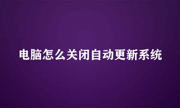 电脑怎么关闭自动更新系统