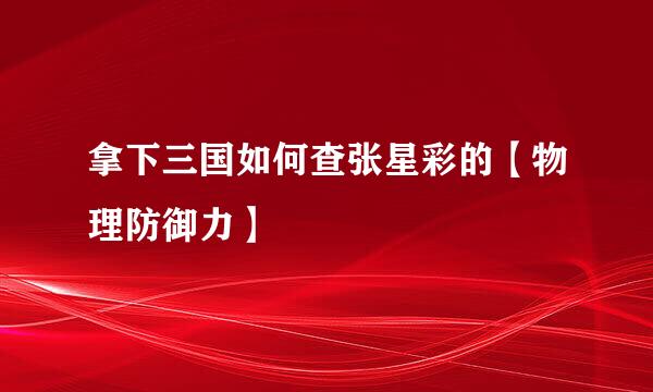 拿下三国如何查张星彩的【物理防御力】