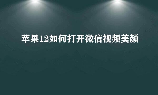 苹果12如何打开微信视频美颜