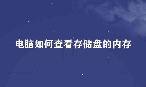 电脑如何查看存储盘的内存