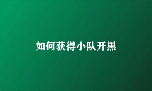 如何获得小队开黑