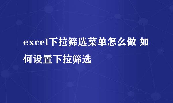 excel下拉筛选菜单怎么做 如何设置下拉筛选