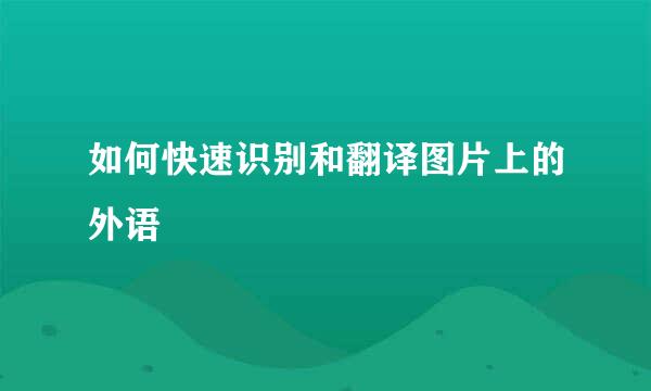如何快速识别和翻译图片上的外语