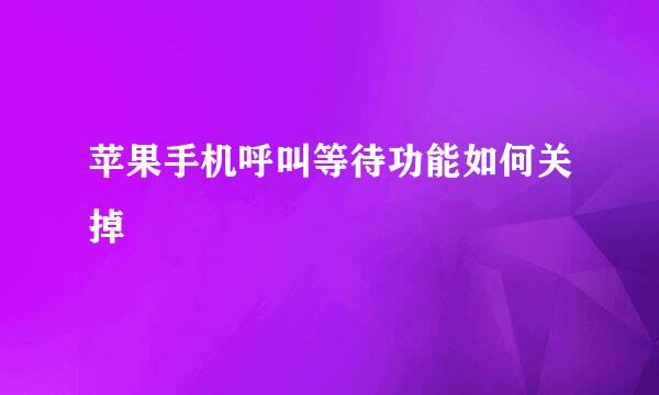 苹果手机呼叫等待功能如何关掉